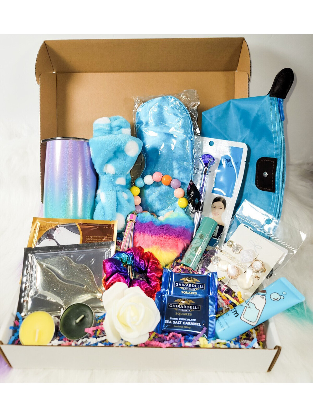 WOMEN/ TEEN GIRLS Gift Box Basket Turquoise Self-Care
